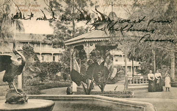 Le  Parque Vargas  avec deux dames chic et un enfant, Limn, annes 1900.